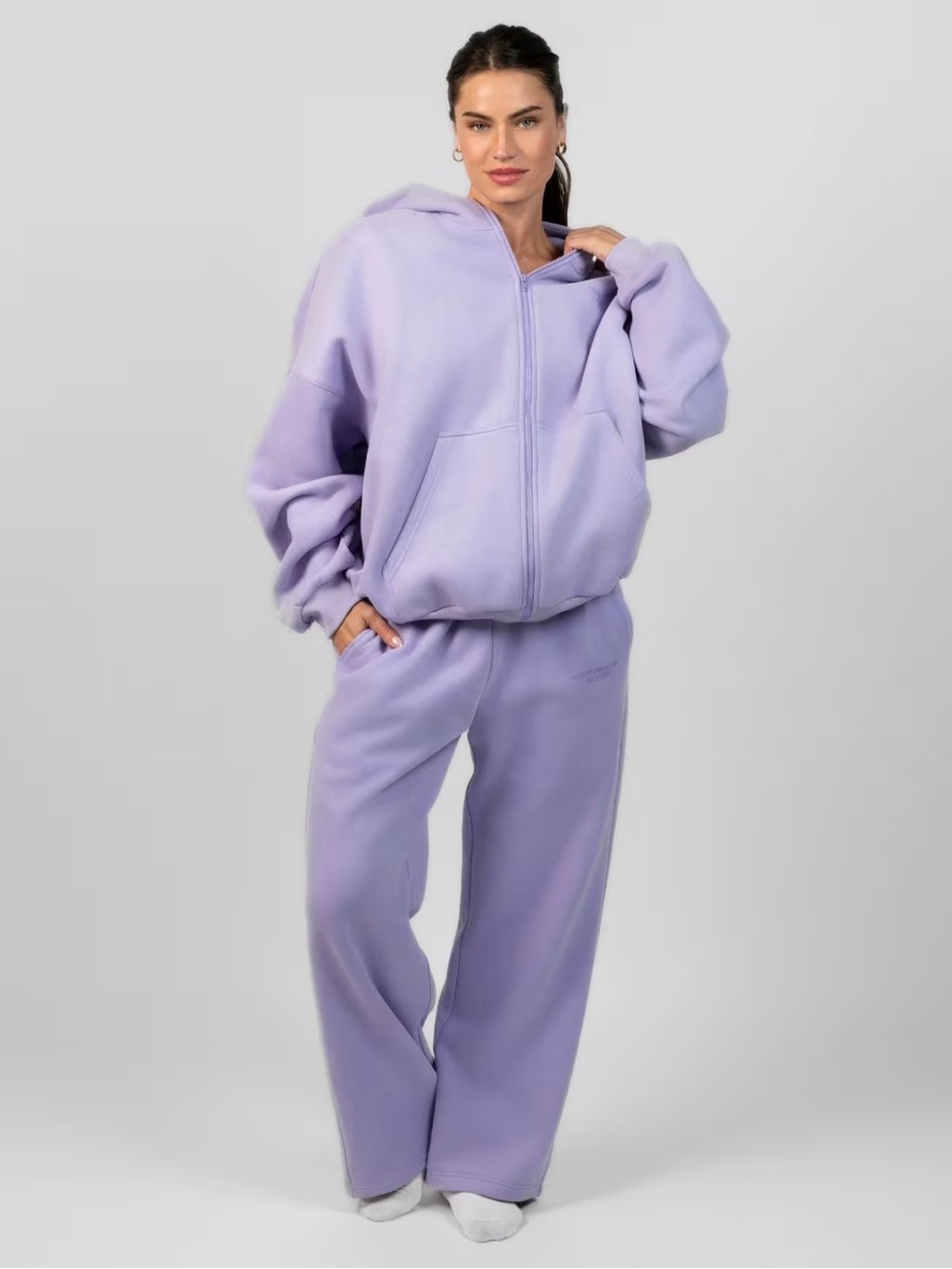 Comfrt Pastel Edit ZIP UP Hoodie in Lavender**check discription**